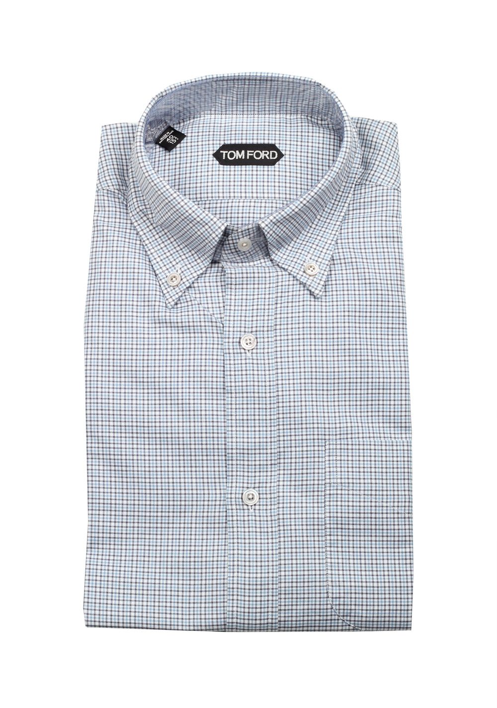 TOM FORD Checked White Blue Button Down Dress Shirt Size 40 / 15,75 U.S. | Costume Limité