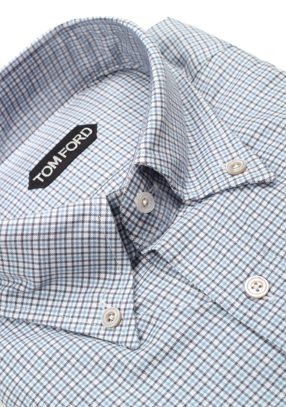 TOM FORD Checked White Blue Button Down Dress Shirt Size 40 / 15,75 U.S. | Costume Limité