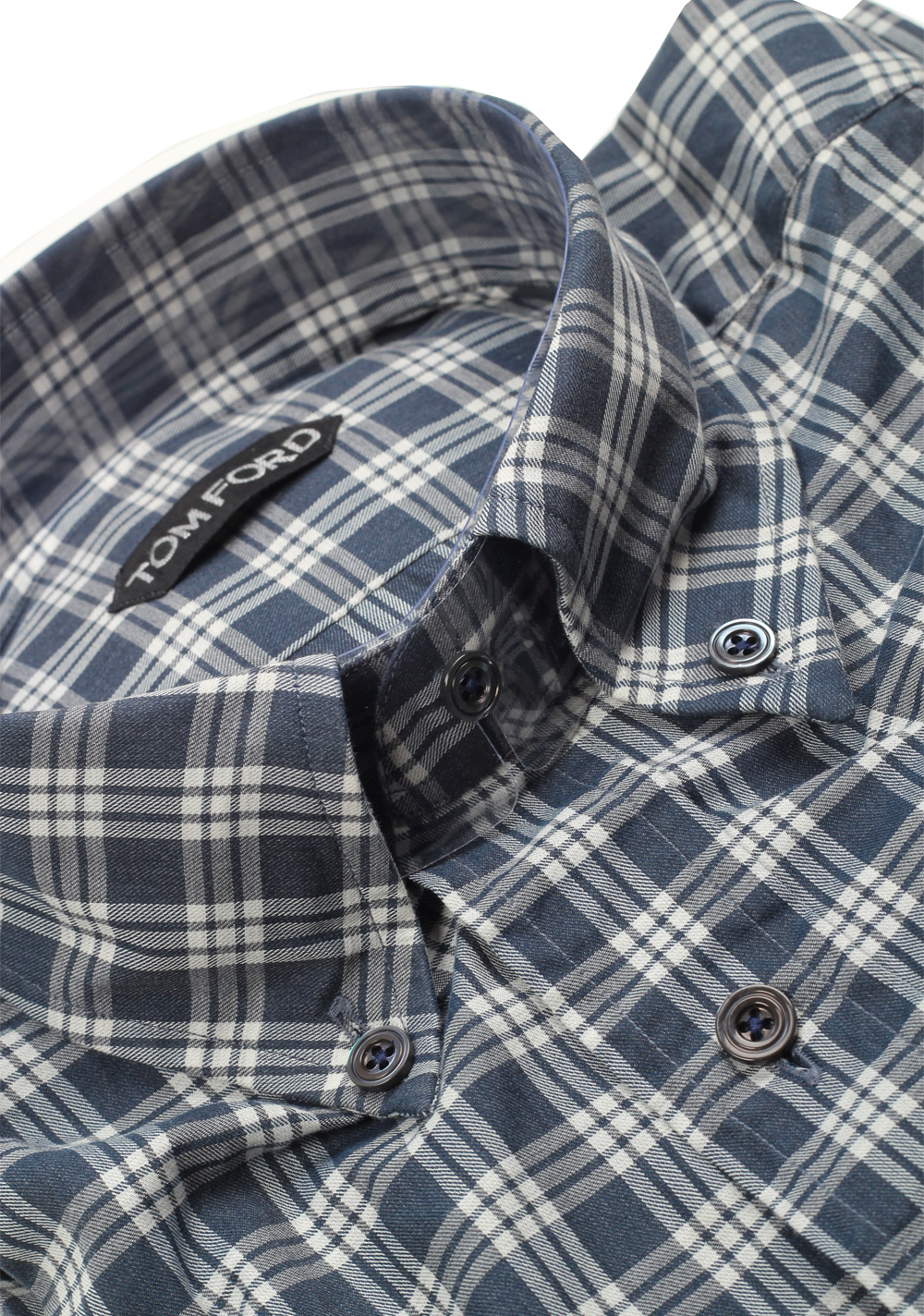TOM FORD Checked White Blue Button Down Dress Shirt Size 40 / 15,75 U.S. | Costume Limité