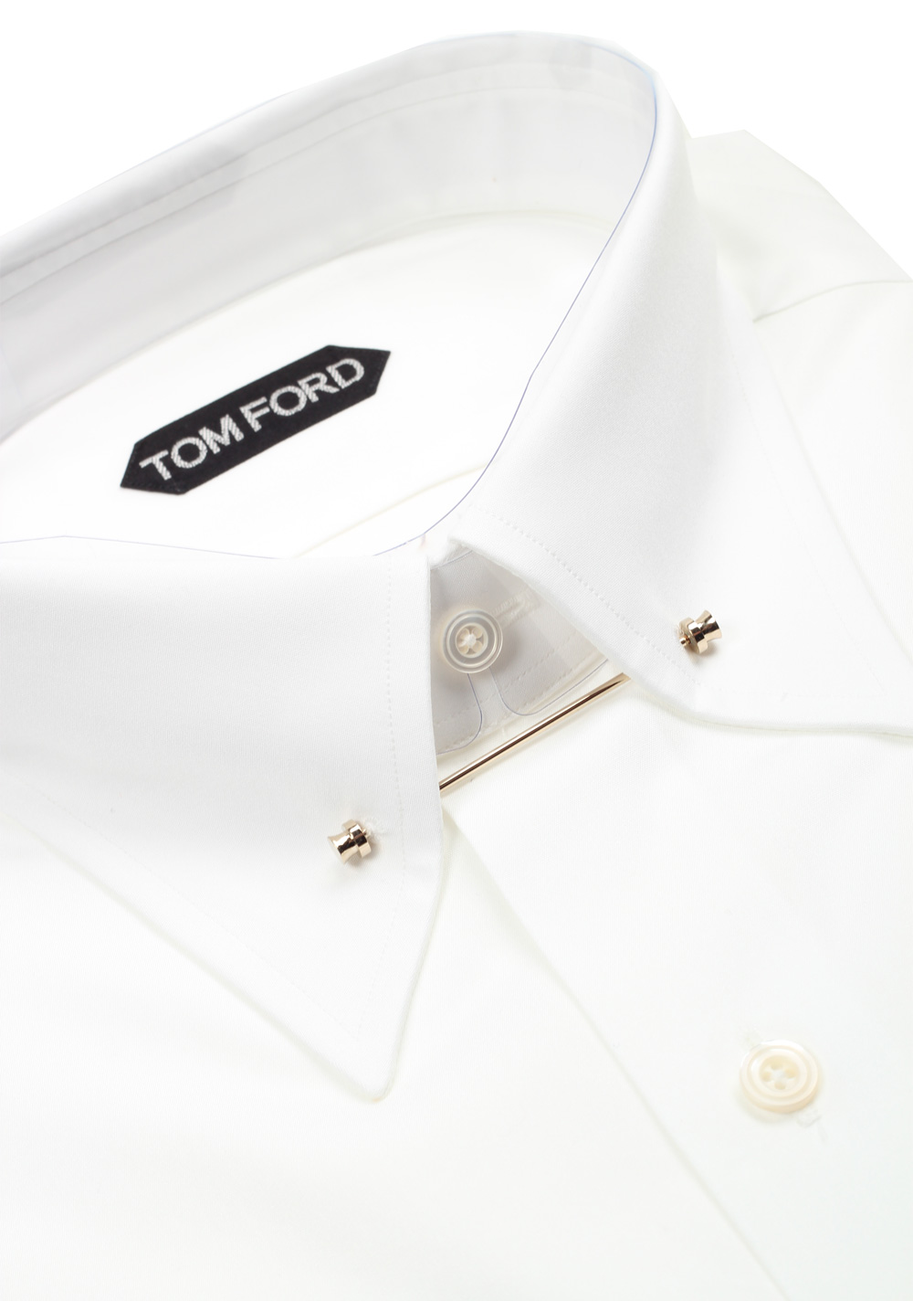 TOM FORD Solid White Poplin Metal Bar Dress Shirt Size 42 / 16,5 . |  Costume