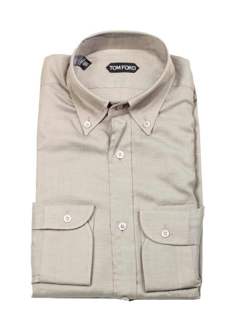 TOM FORD Solid Beige Shirt Size 40 / 15,75 U.S. - thumbnail | Costume Limité