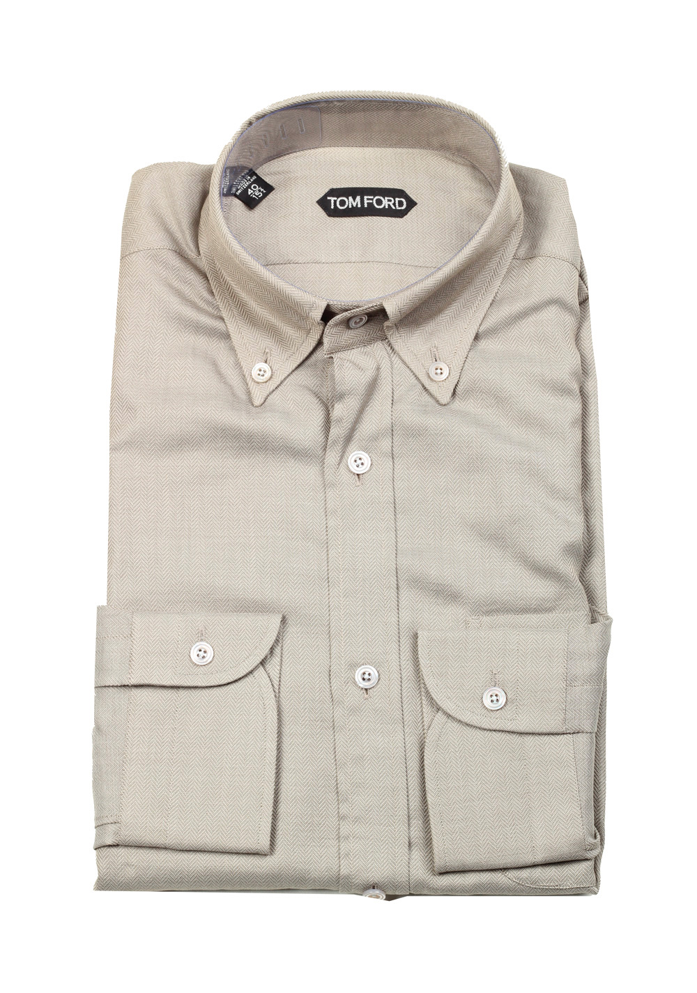 TOM FORD Solid Beige Shirt Size 40 / 15,75 U.S. | Costume Limité