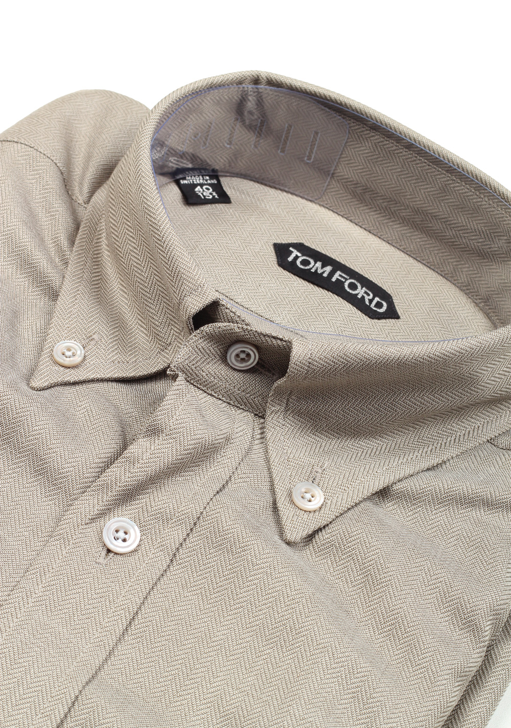 TOM FORD Solid Beige Shirt Size 40 / 15,75 U.S. | Costume Limité