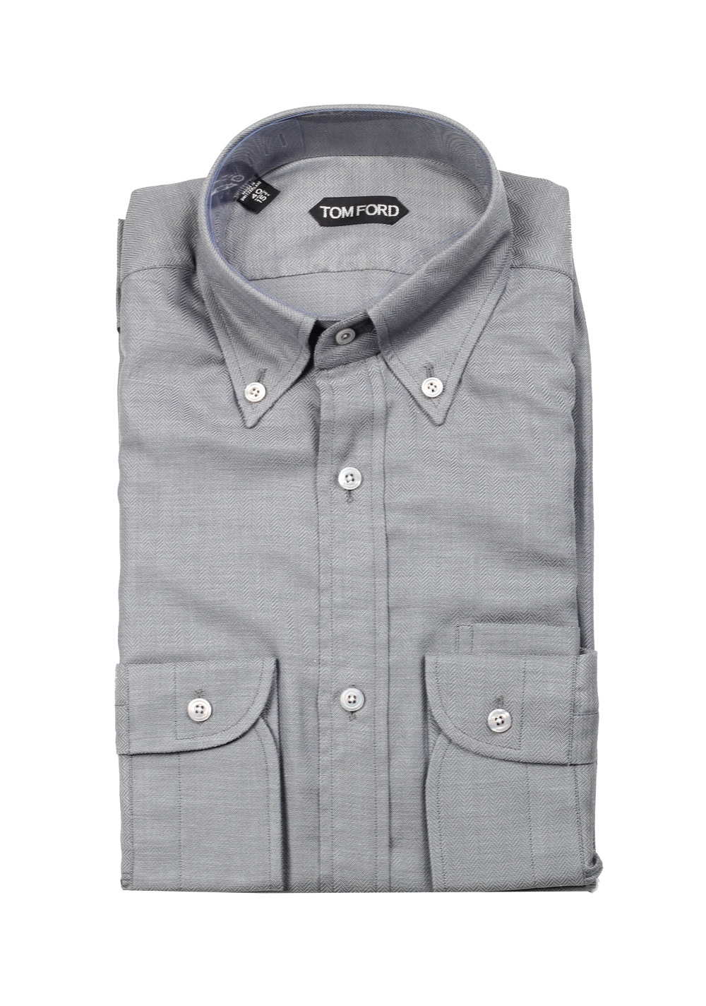 TOM FORD Solid Gray Shirt Size 40 / 15,75 U.S. | Costume Limité