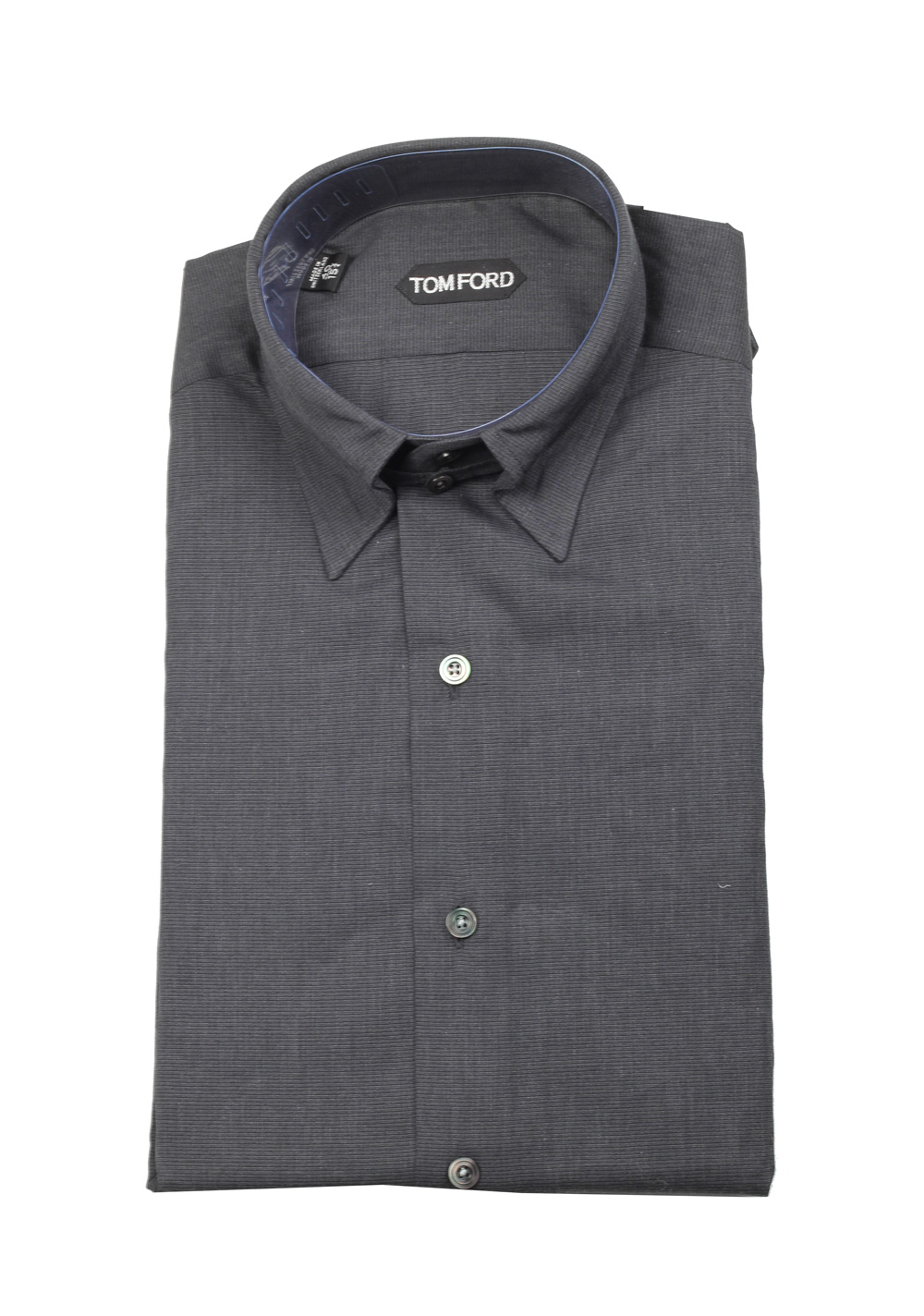 TOM FORD Solid Gray High Collar Dress Shirt Size 40 / 15,75 U.S. | Costume Limité