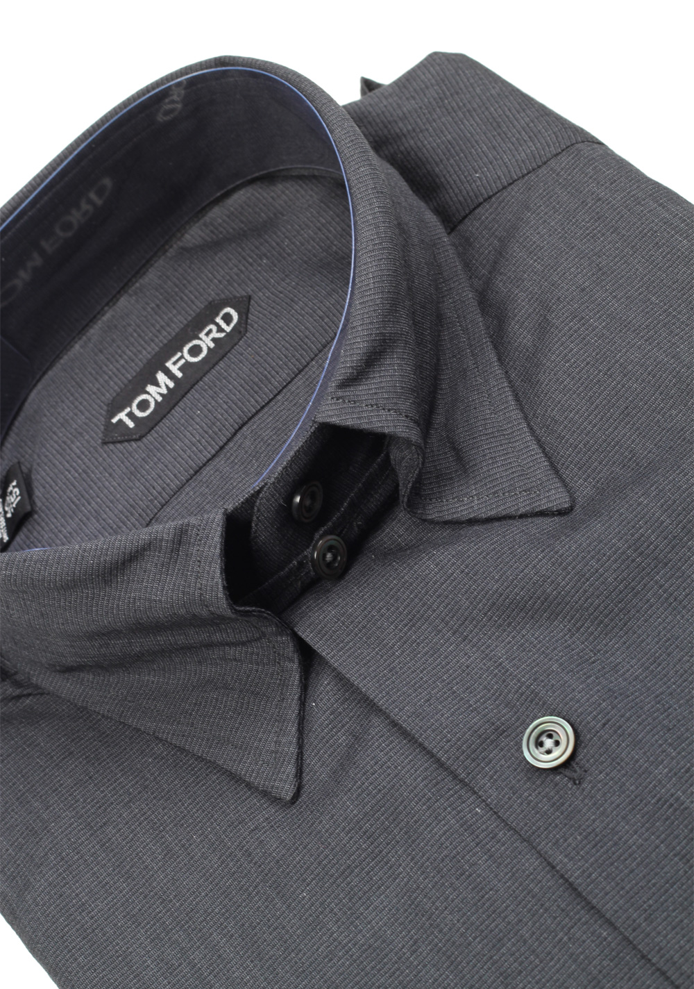 TOM FORD Solid Gray High Collar Dress Shirt Size 40 / 15,75 U.S. | Costume Limité