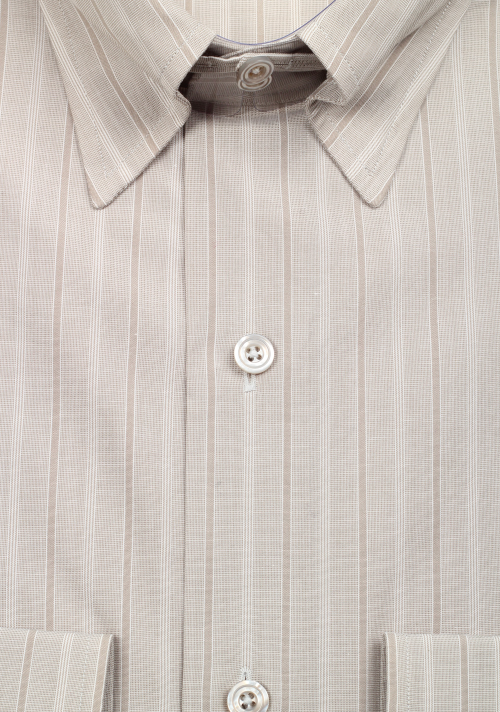 TOM FORD Striped Grayish Beige High Collar Dress Shirt Size 40 / 15,75 U.S. | Costume Limité