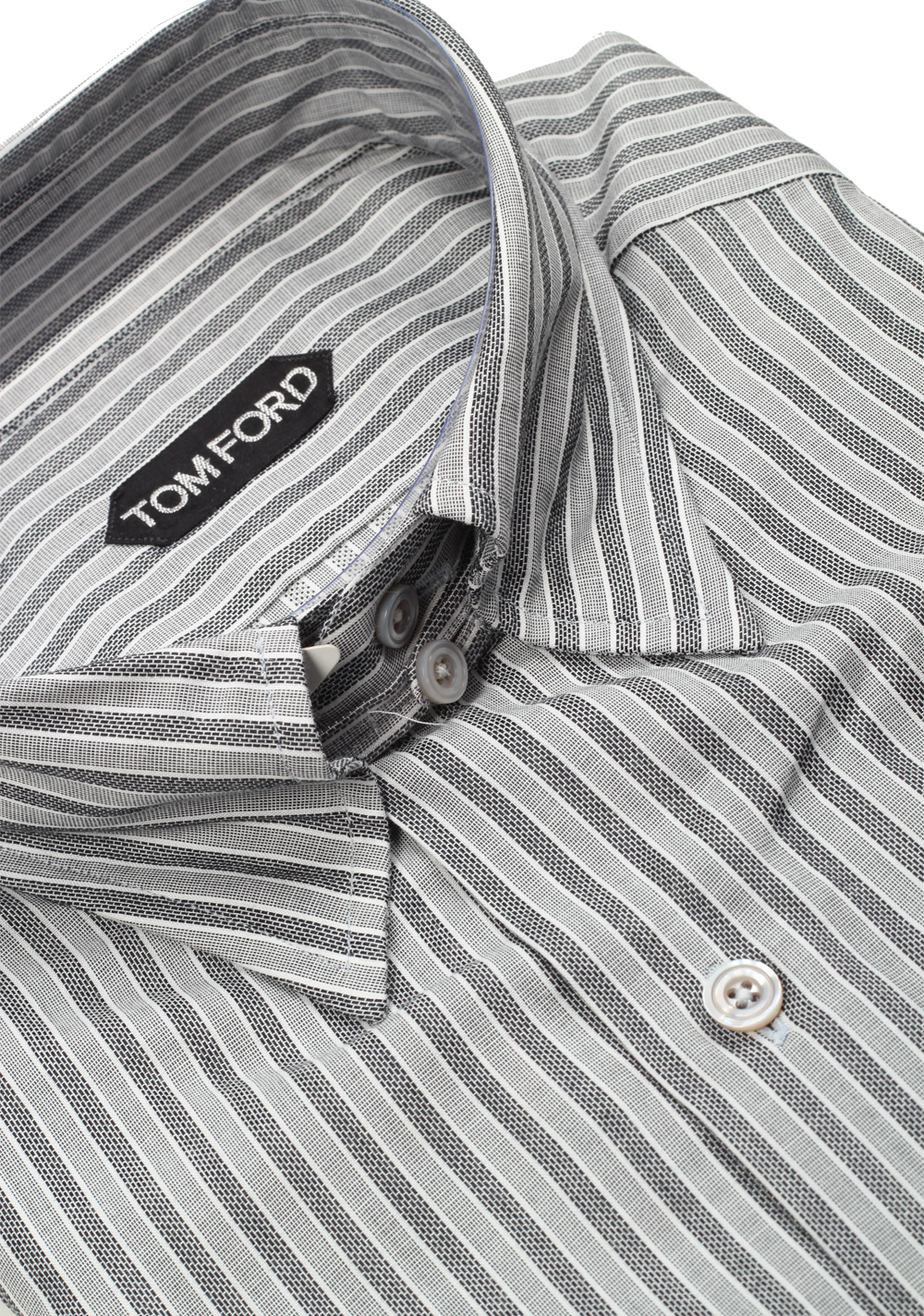 TOM FORD Striped Gray High Collar Dress Shirt Size 40 / 15,75 U.S. | Costume Limité