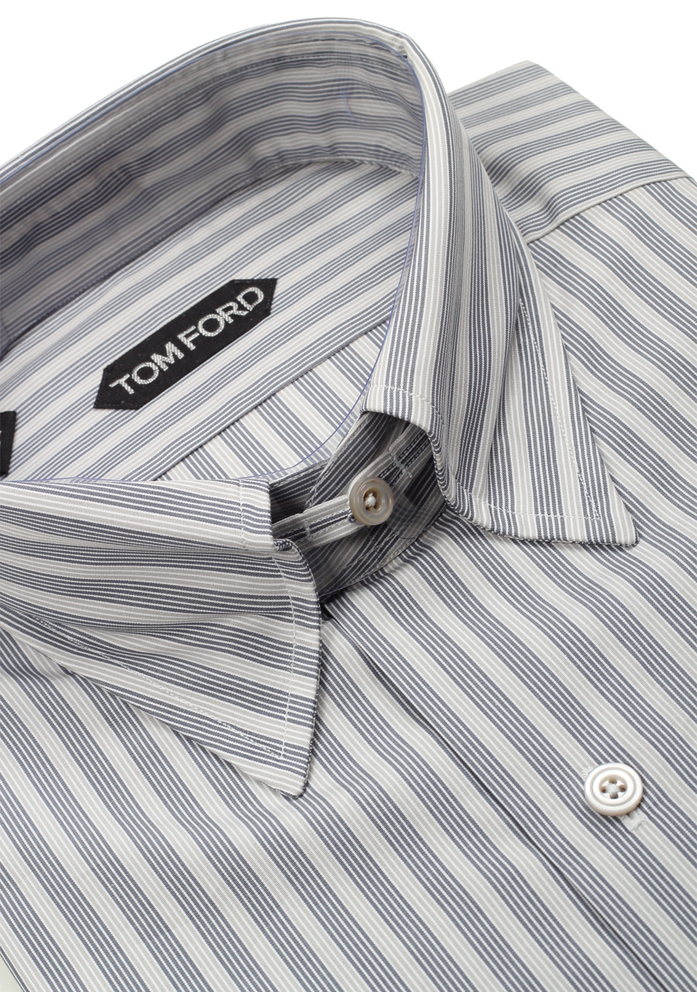 TOM FORD Striped Gray High Collar Dress Shirt Size 40 / 15,75 U.S. | Costume Limité