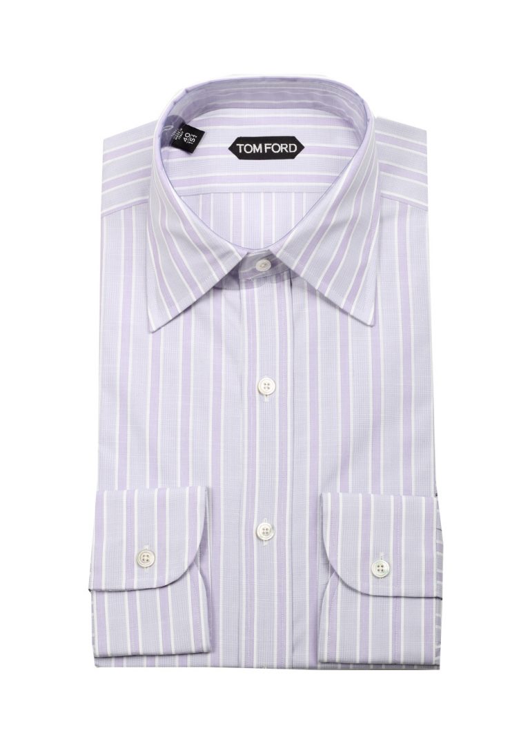 TOM FORD Striped Purple High Collar Dress Shirt Size 40 / 15,75 U.S. - thumbnail | Costume Limité