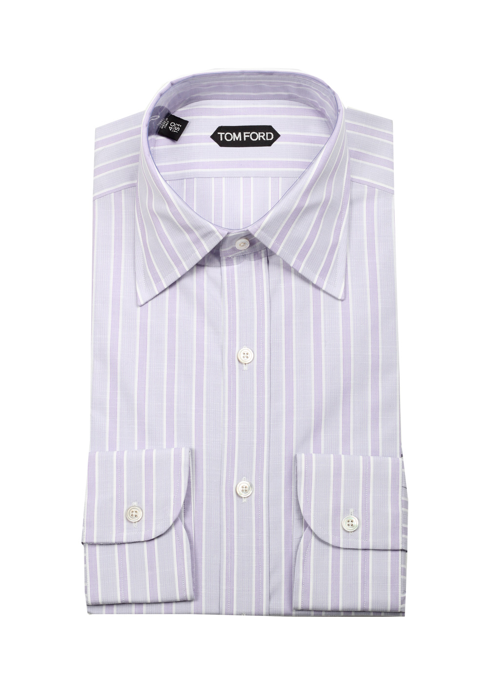 TOM FORD Striped Purple High Collar Dress Shirt Size 40 / 15,75 U.S ...