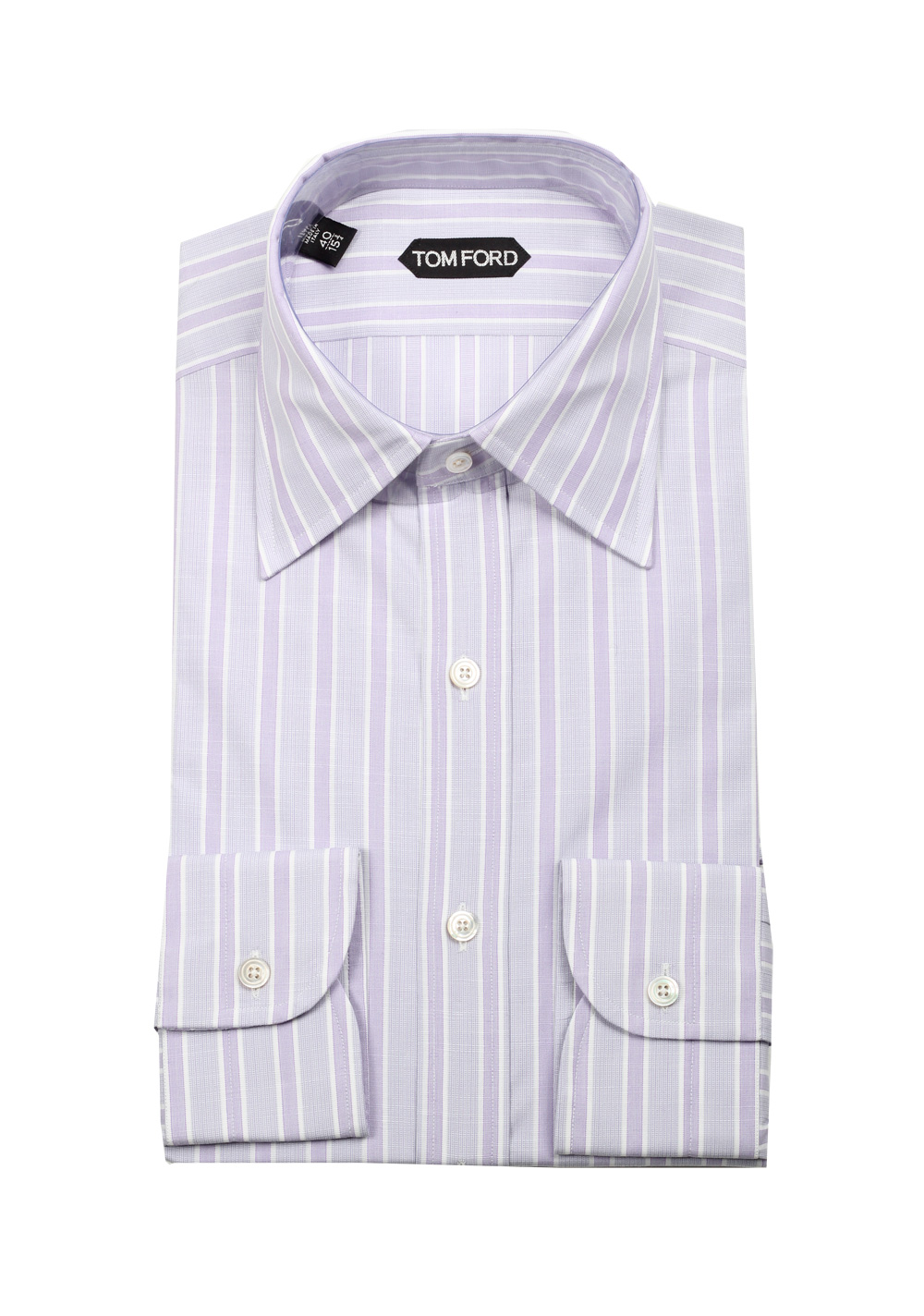 TOM FORD Striped Purple High Collar Dress Shirt Size 40 / 15,75 U.S. | Costume Limité