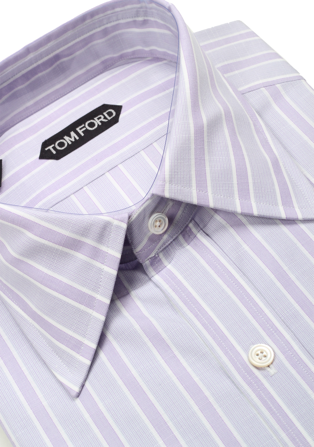 TOM FORD Striped Purple High Collar Dress Shirt Size 40 / 15,75 U.S. | Costume Limité