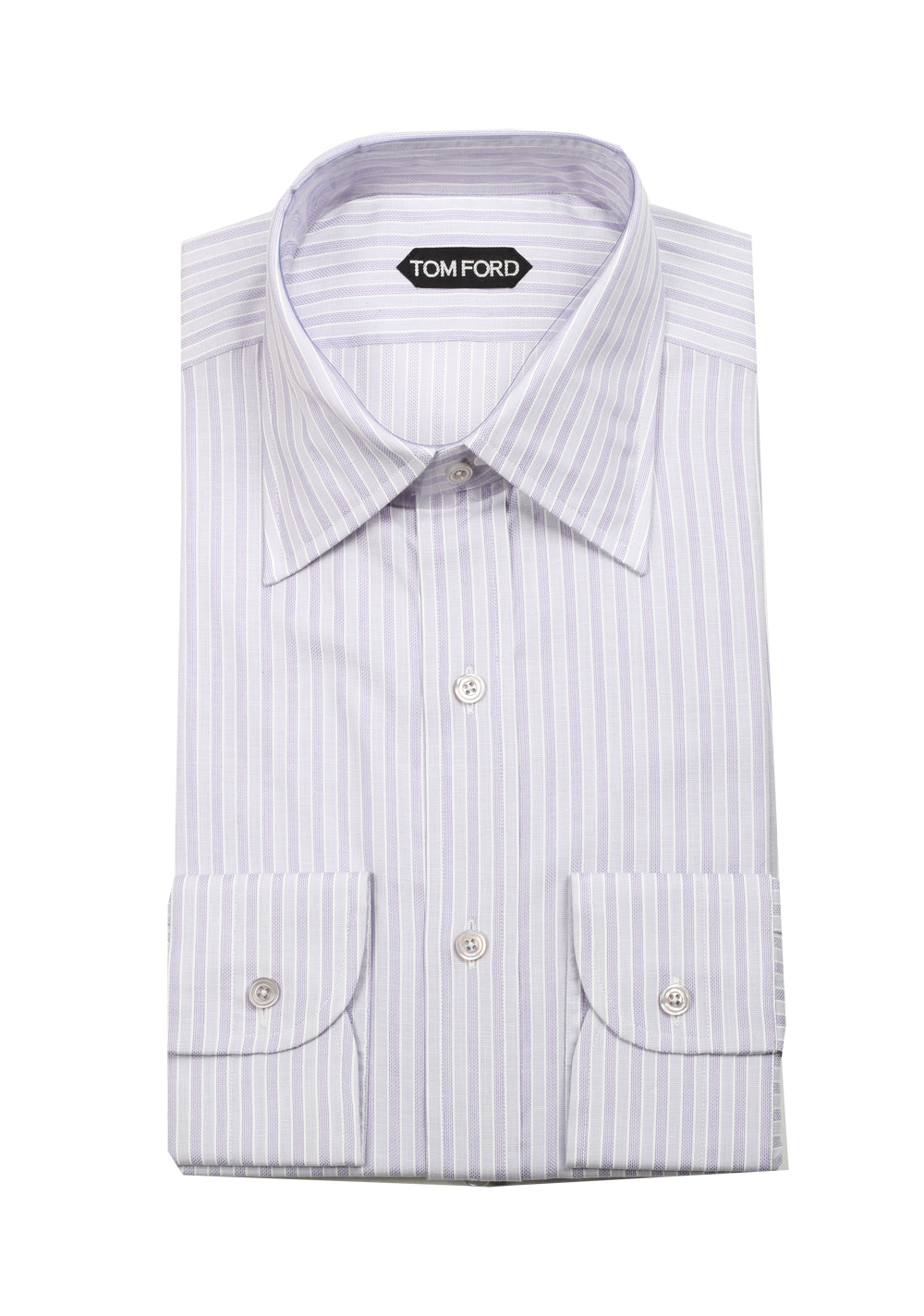 TOM FORD Striped Grayish Purple High Collar Dress Shirt Size 40 / 15,75 U.S. | Costume Limité