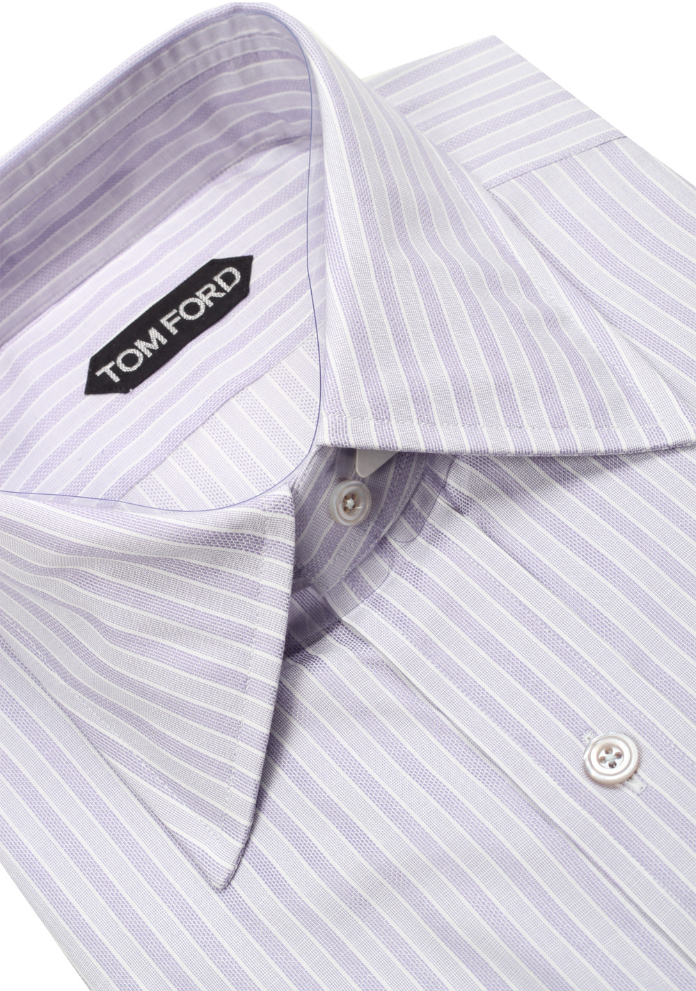 TOM FORD Striped Grayish Purple High Collar Dress Shirt Size 40 / 15,75 U.S. | Costume Limité