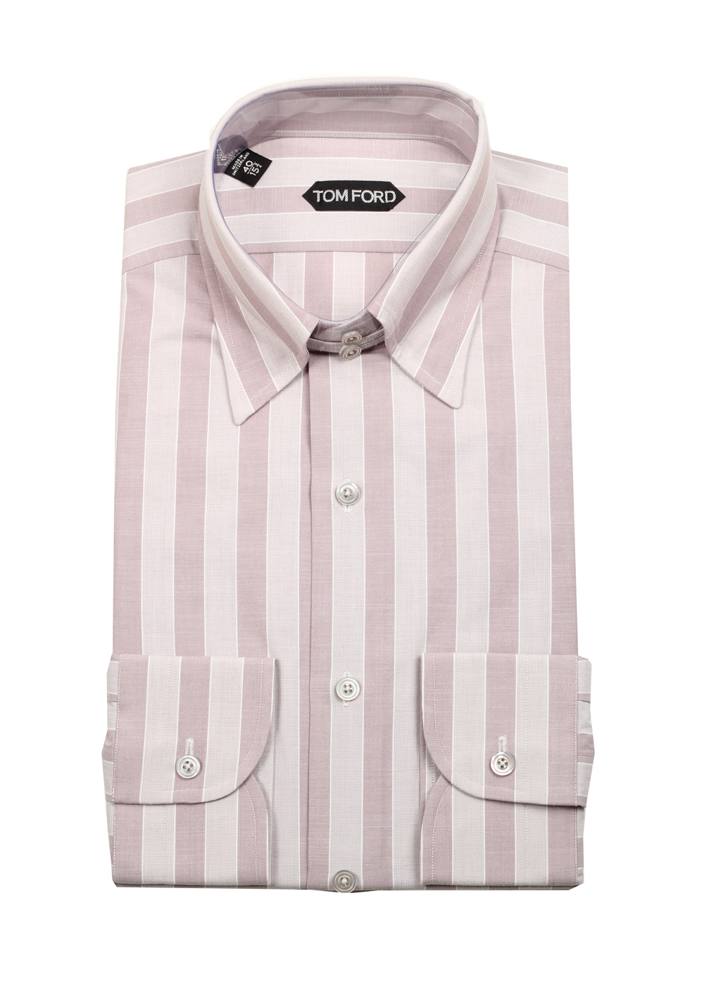 TOM FORD Striped Grayish Beige High Collar Dress Shirt Size 40 / 15,75 ...