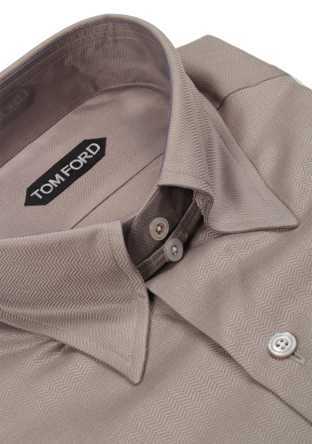 TOM FORD Solid Grayish Beige High Collar Dress Shirt Size 40 / 15,75 U.S. | Costume Limité