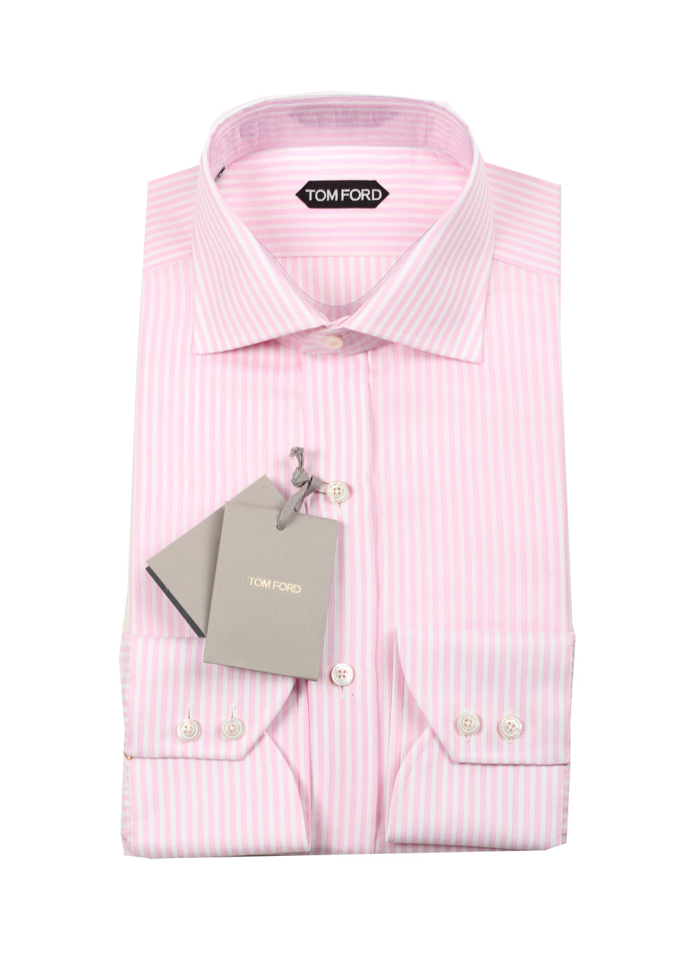 TOM FORD Striped White Pink Dress Shirt Size 42 / 16,5 U.S. | Costume Limité