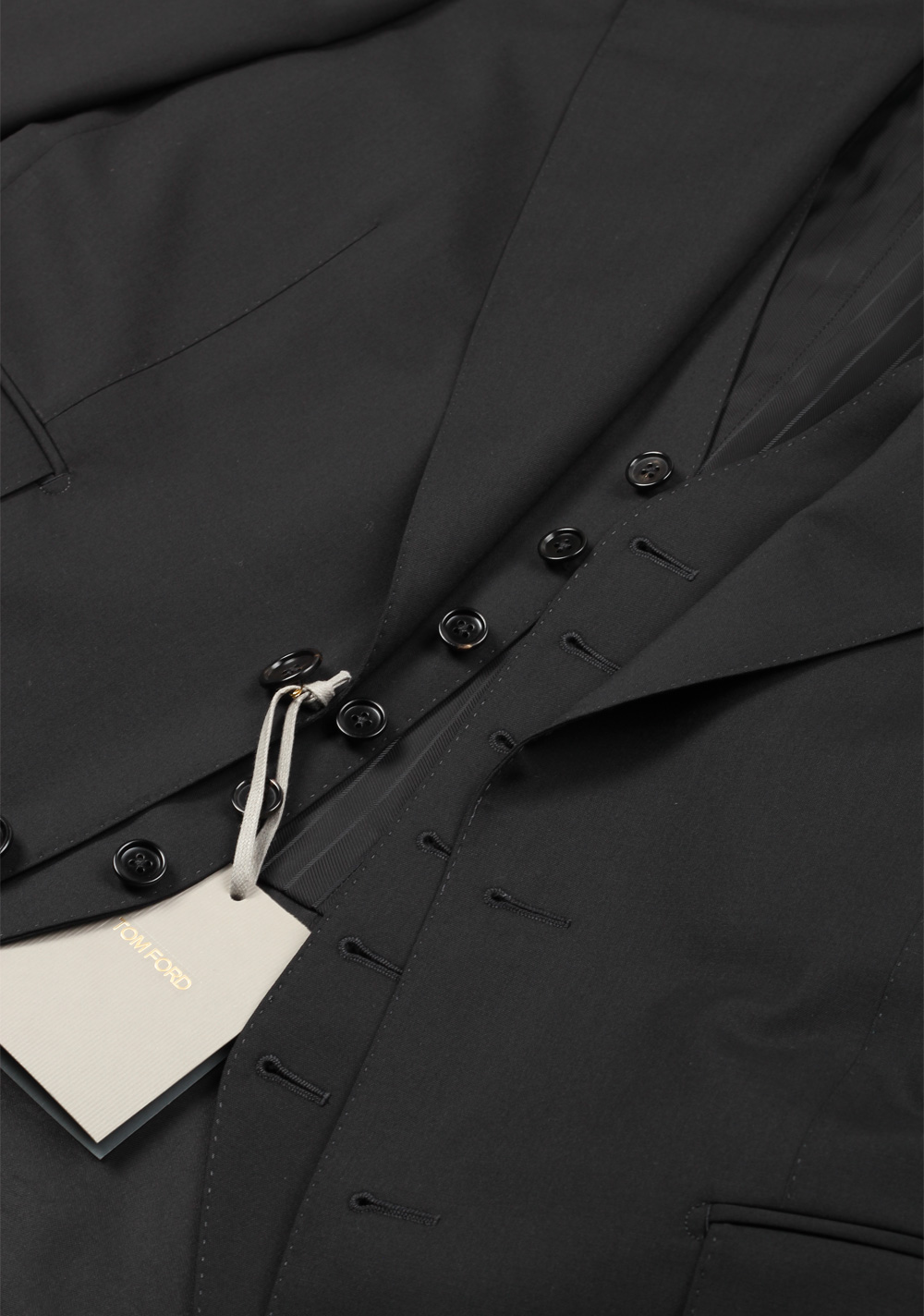 TOM FORD Windsor Black 3 Piece Suit Size 56 / 46R U.S. Wool Fit A | Costume Limité