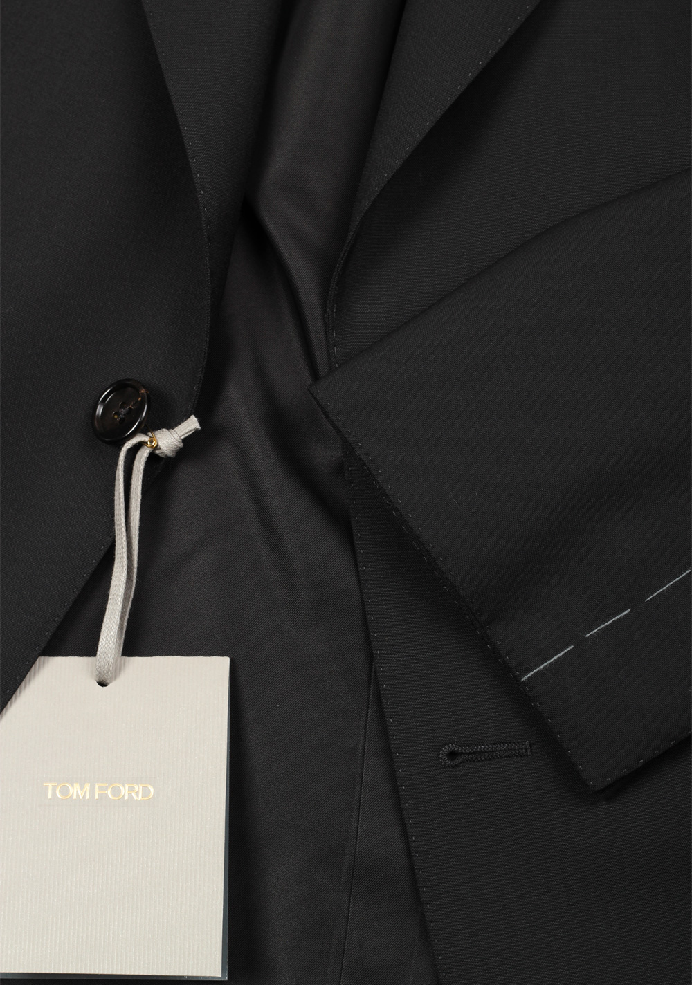TOM FORD Windsor Solid Black Suit Size 56 / 46R U.S. Wool Fit A | Costume Limité
