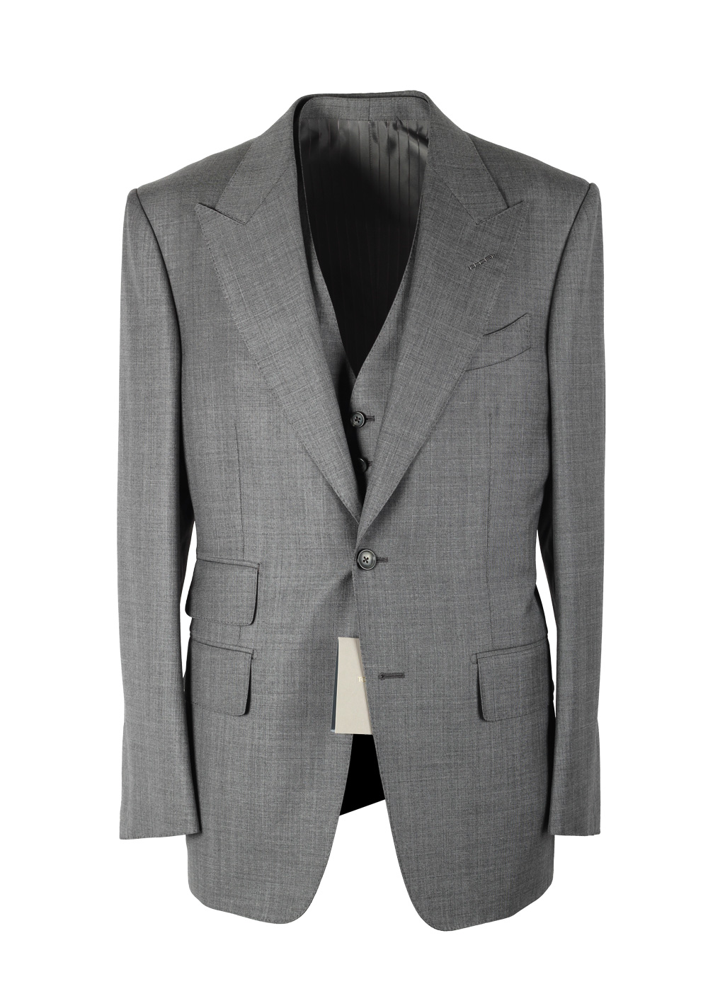 TOM FORD Windsor Gray 3 Piece Suit Size 54 / 44R U.S. Wool Fit A | Costume Limité