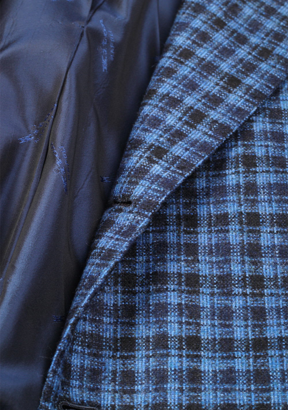 Kiton Checked Blue Capri Sport Coat Size 50 / 40R U.S. In Cashmere Blend | Costume Limité