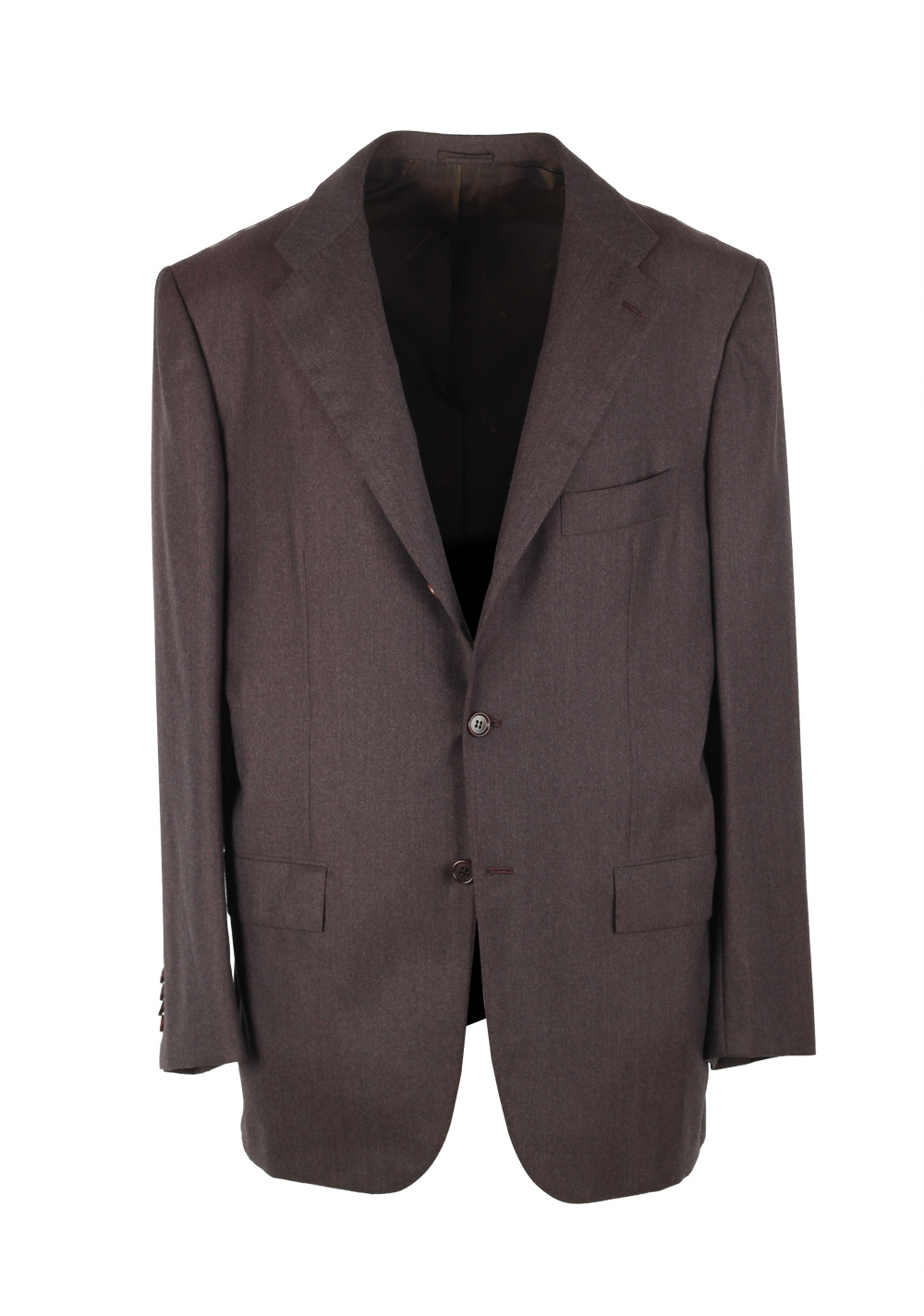 Kiton Solid Brown Suit Size 52 / 42R U.S. In Wool 14 Micron | Costume Limité