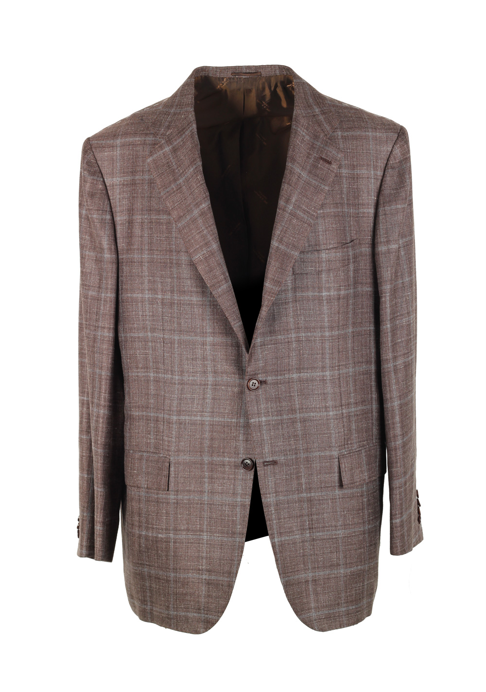 Kiton Checked Brown Sport Coat Size 56 / 46R U.S. In Cashmere | Costume Limité