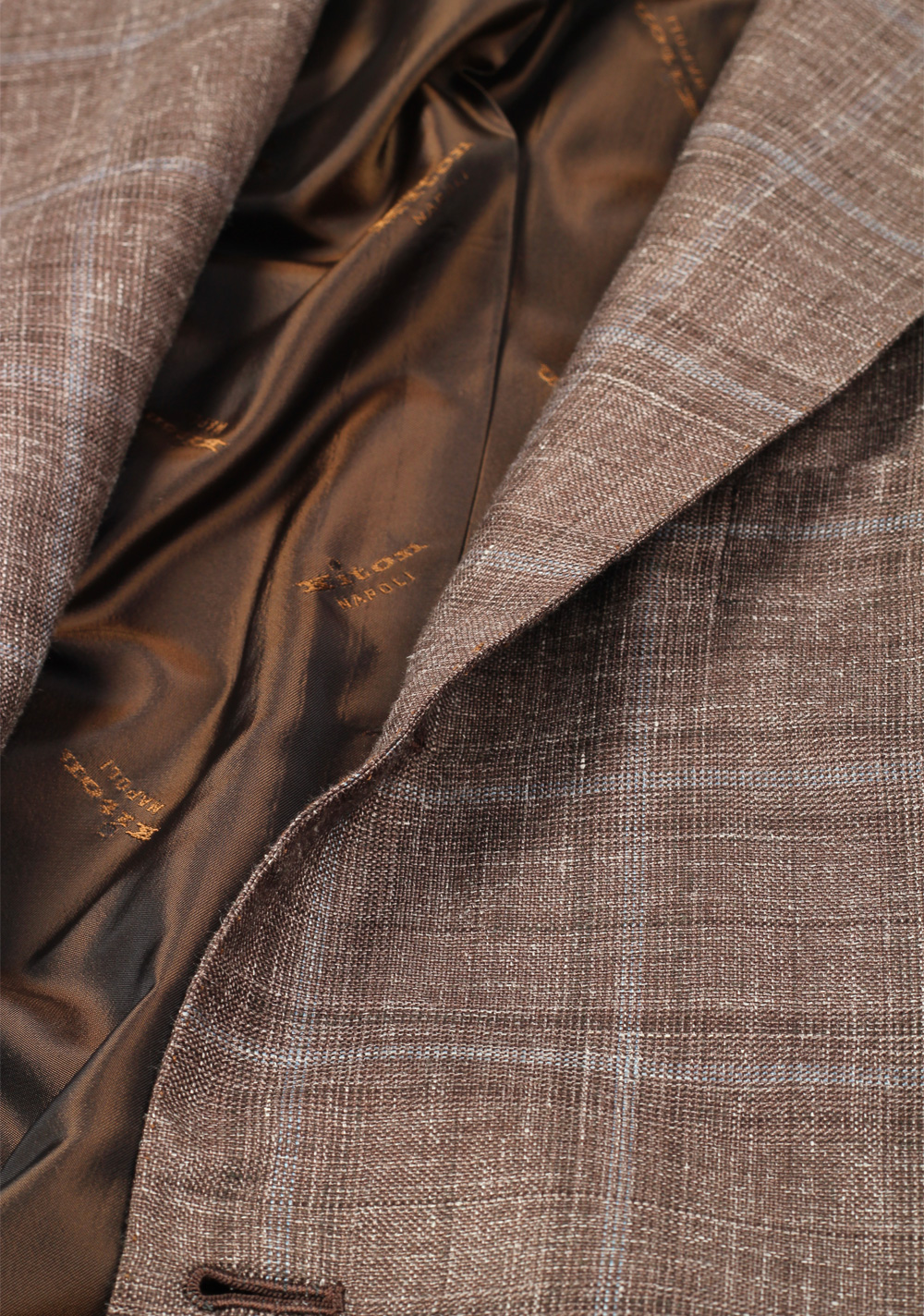 Kiton Checked Brown Sport Coat Size 58 / 48R U.S. In Cashmere | Costume Limité