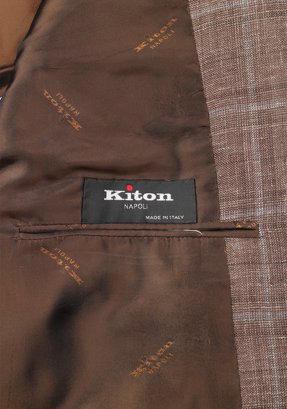 Kiton Checked Brown Sport Coat Size 58 / 48R U.S. In Cashmere | Costume Limité