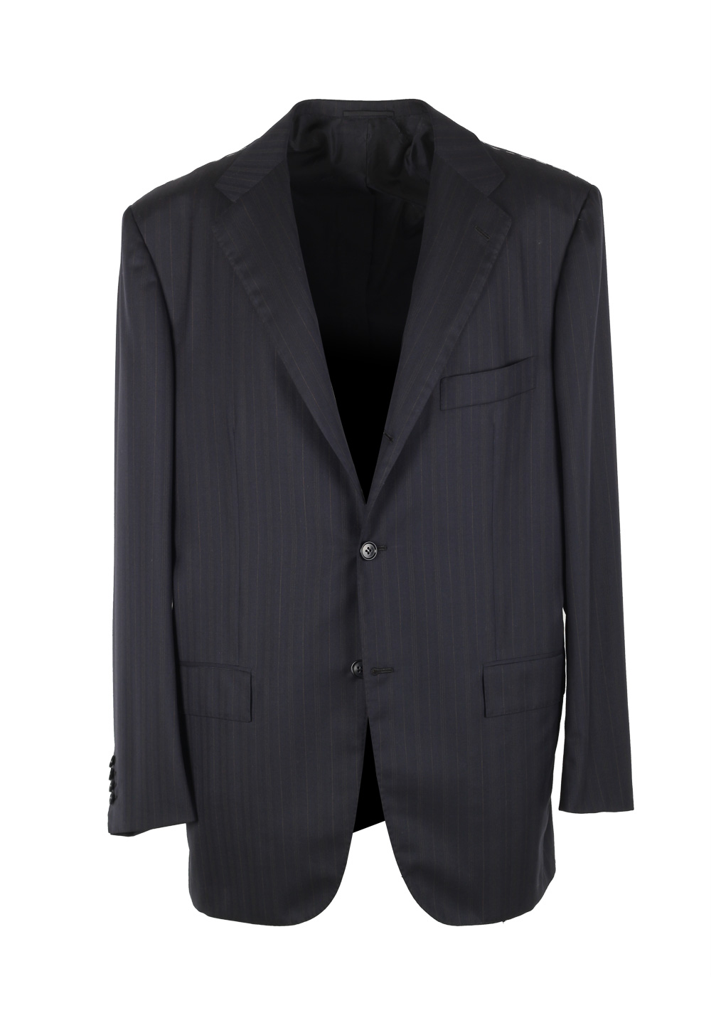 Kiton Striped Blue Suit Size 54 / 44R U.S. In Wool 14 Micron | Costume Limité