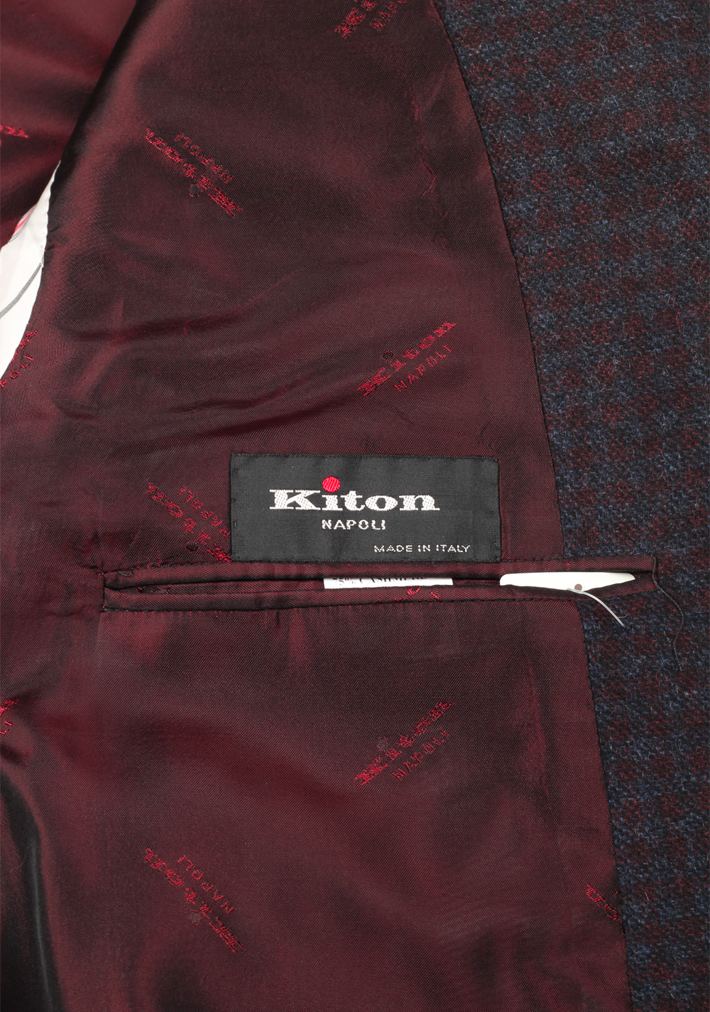 Kiton Checked Blue Sport Coat Size 54 / 44R U.S. In Cashmere Guanaco Argentina | Costume Limité