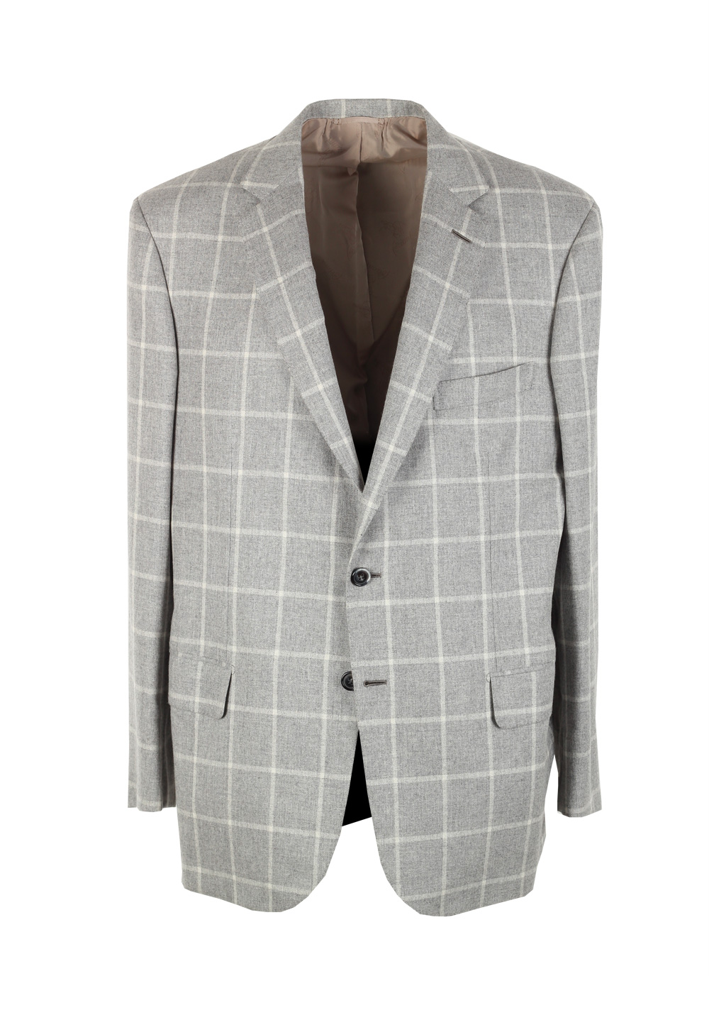 Brioni Colosseo Checked Gray Sport Coat Size 54 / 44R U.S. In Cashmere Wool Silk | Costume Limité
