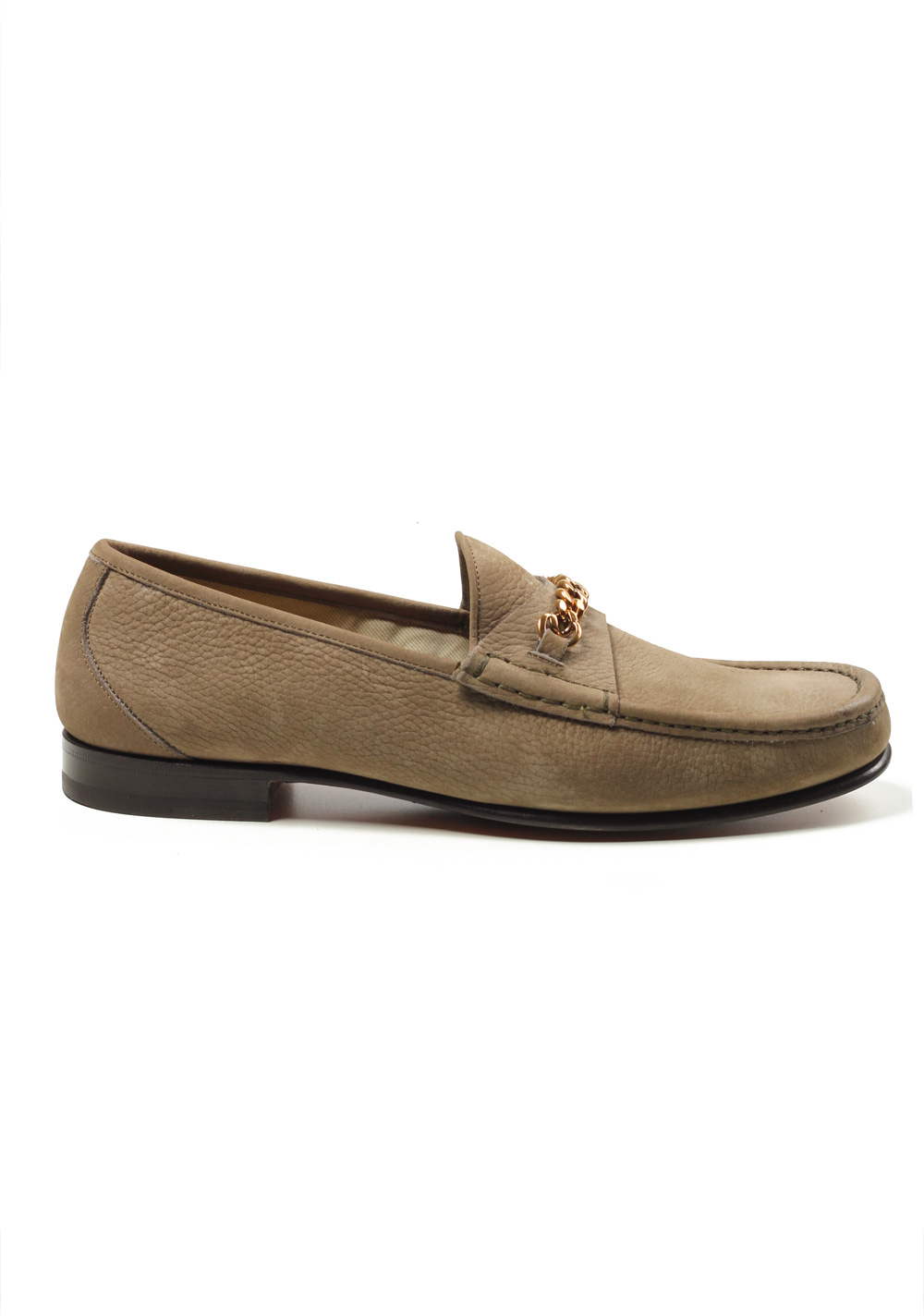 TOM FORD York Beige Nubuck Leather Chain Loafers Shoes Size 8,5 UK / 9,5 U.S. | Costume Limité