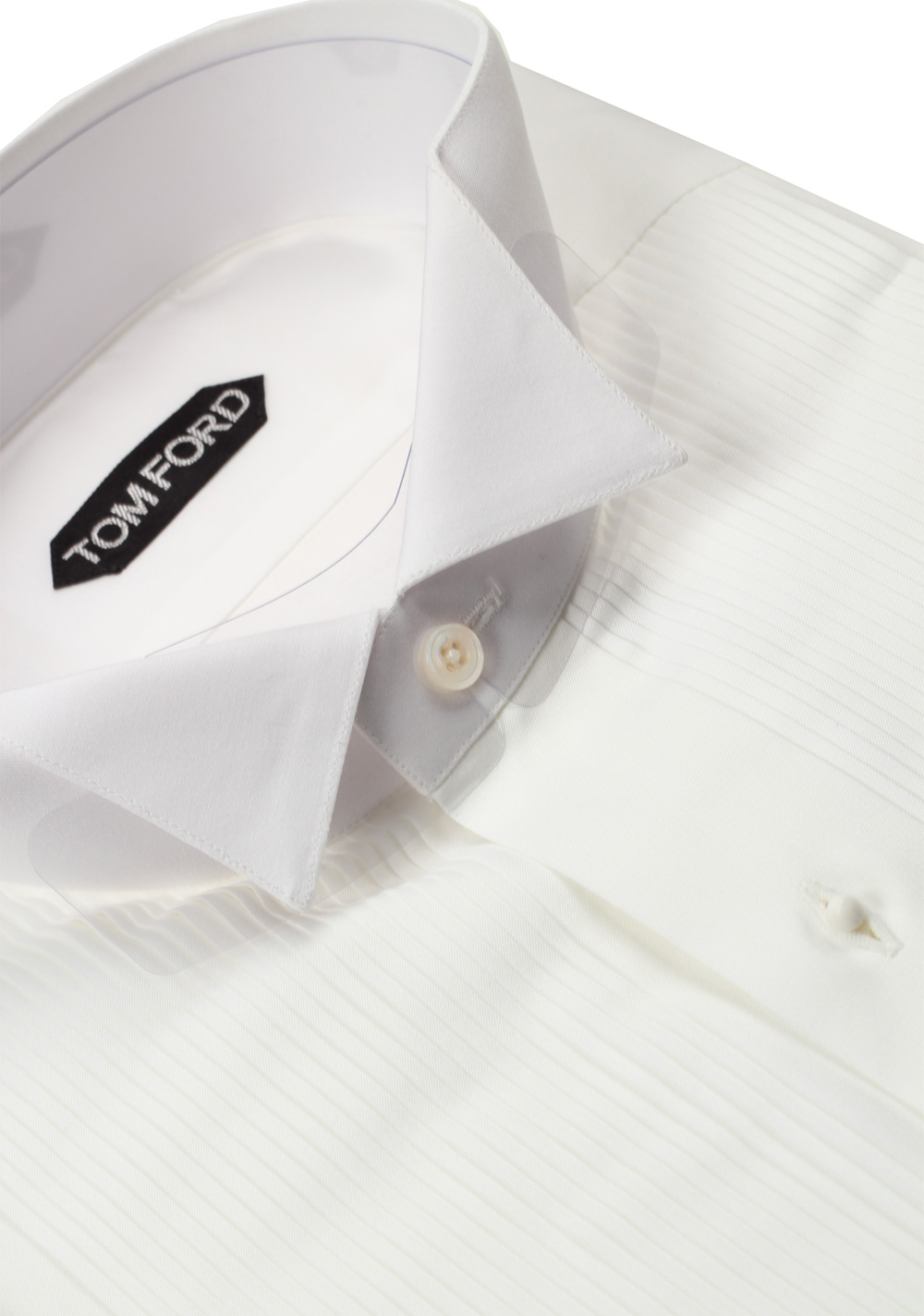 TOM FORD Solid White Tuxedo Shirt Size 41 / 16 U.S. | Costume Limité