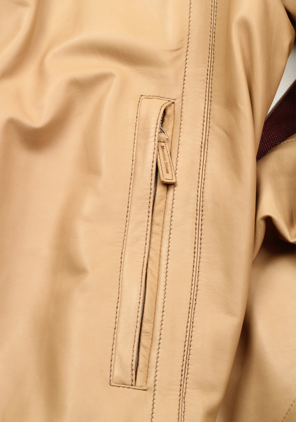 Massimo Sforza Beige Leather Coat Jacket Size 58 / 48R U.S. | Costume Limité