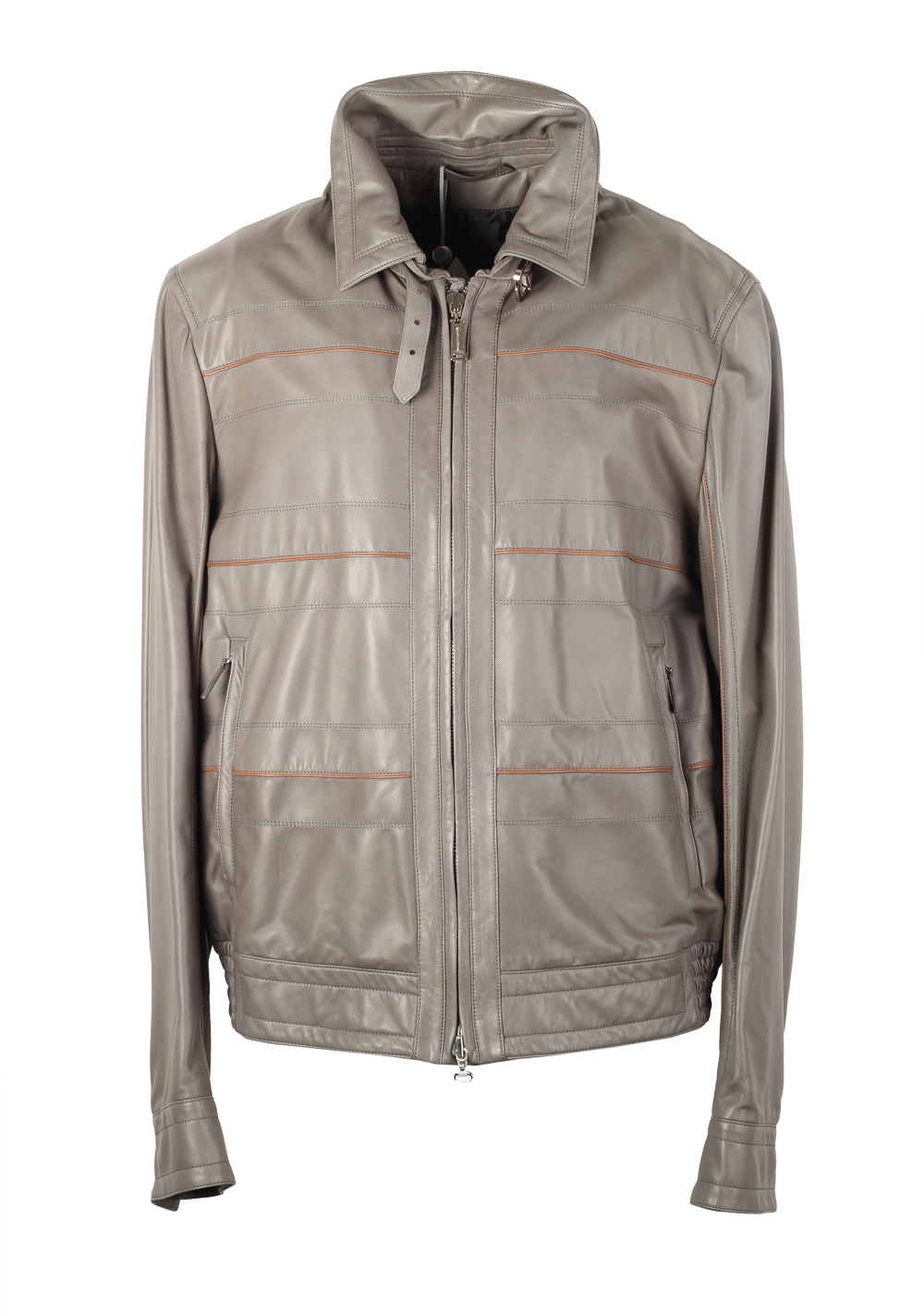 Massimo Sforza Gray Leather Coat Jacket Size 56 / 46R U.S. | Costume Limité