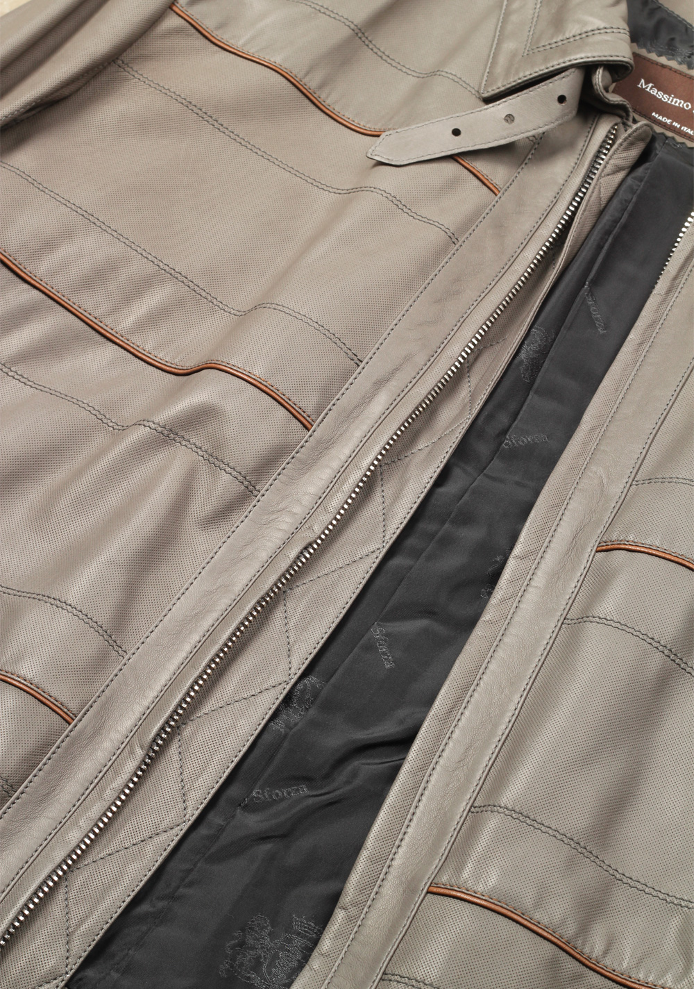 Massimo Sforza Gray Leather Coat Jacket Size 56 / 46R U.S. | Costume Limité