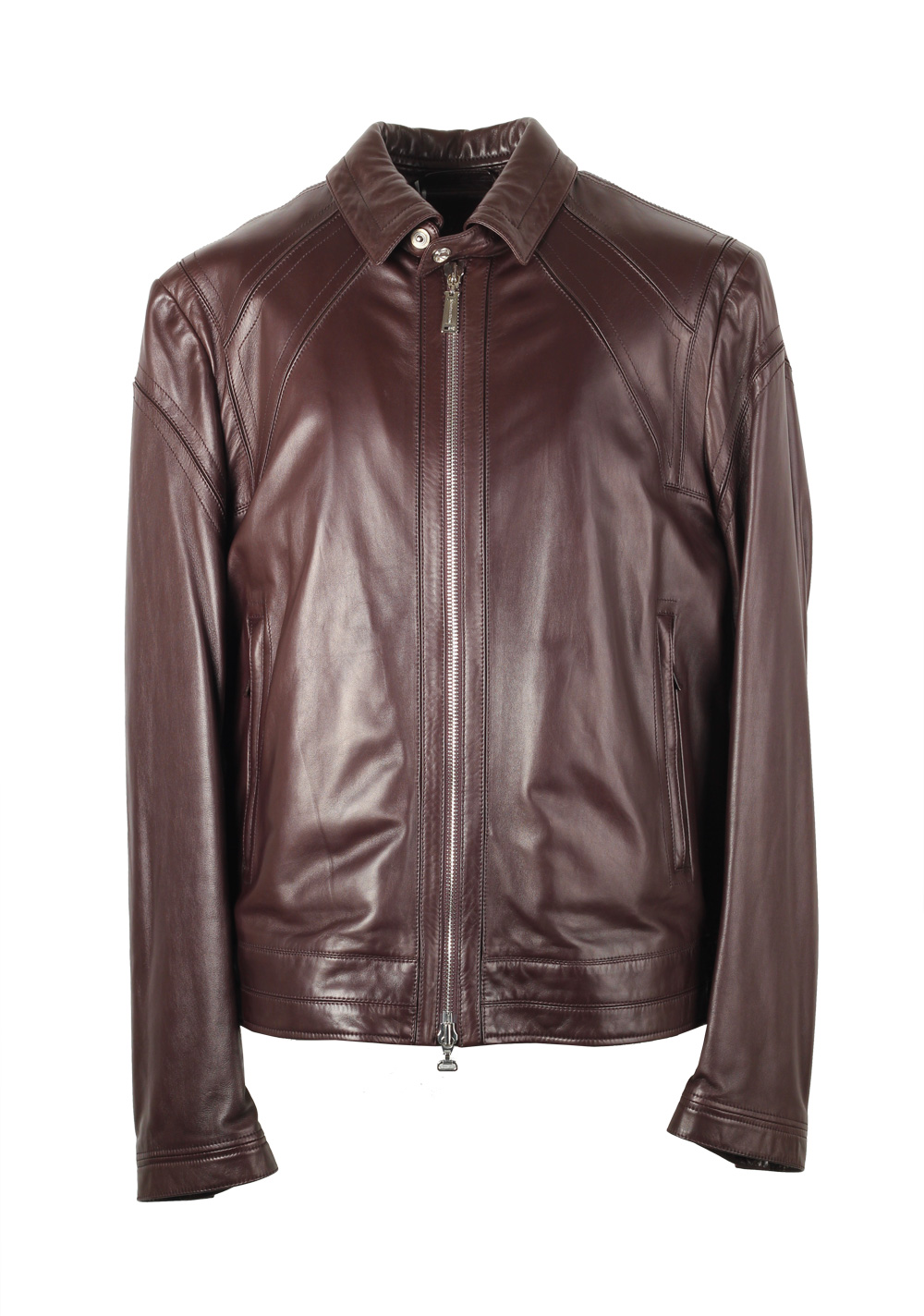 Massimo Sforza Brown Leather Coat Jacket Size 56 / 46R U.S. | Costume Limité