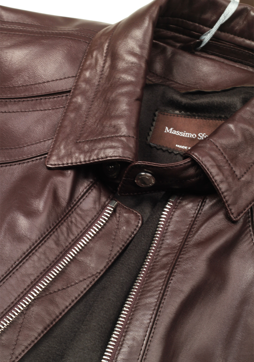 Massimo Sforza Brown Leather Coat Jacket Size 56 / 46R U.S. | Costume Limité