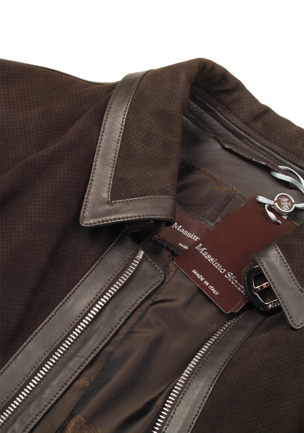 Massimo Sforza Brown Leather Coat Jacket Size 54 / 44R U.S. | Costume Limité