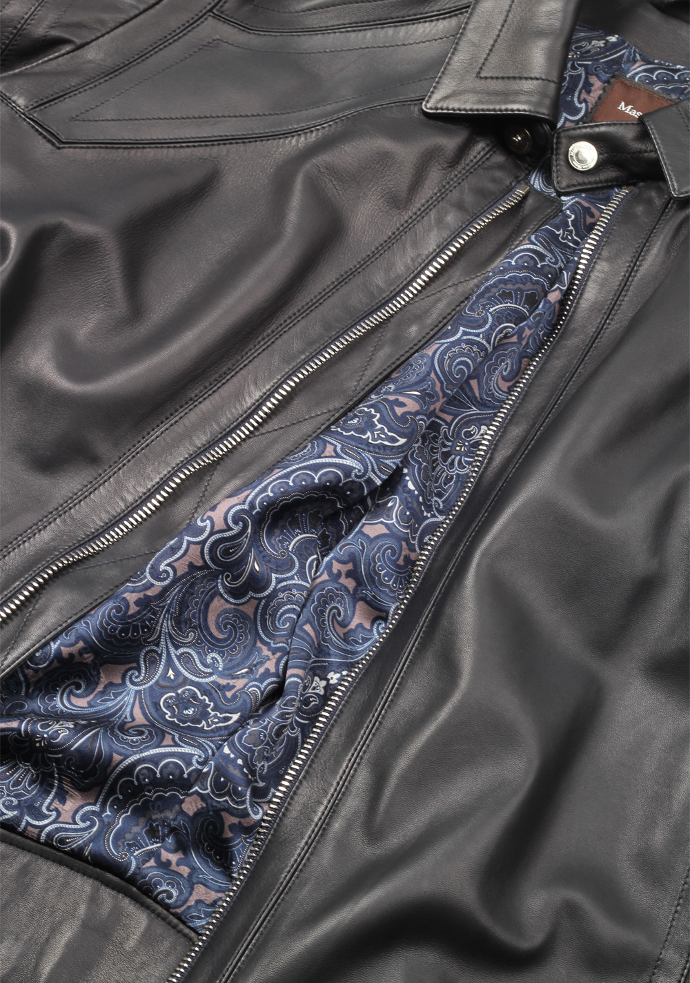 Massimo Sforza Blue Leather Coat Jacket Size 52 / 42R U.S. | Costume Limité