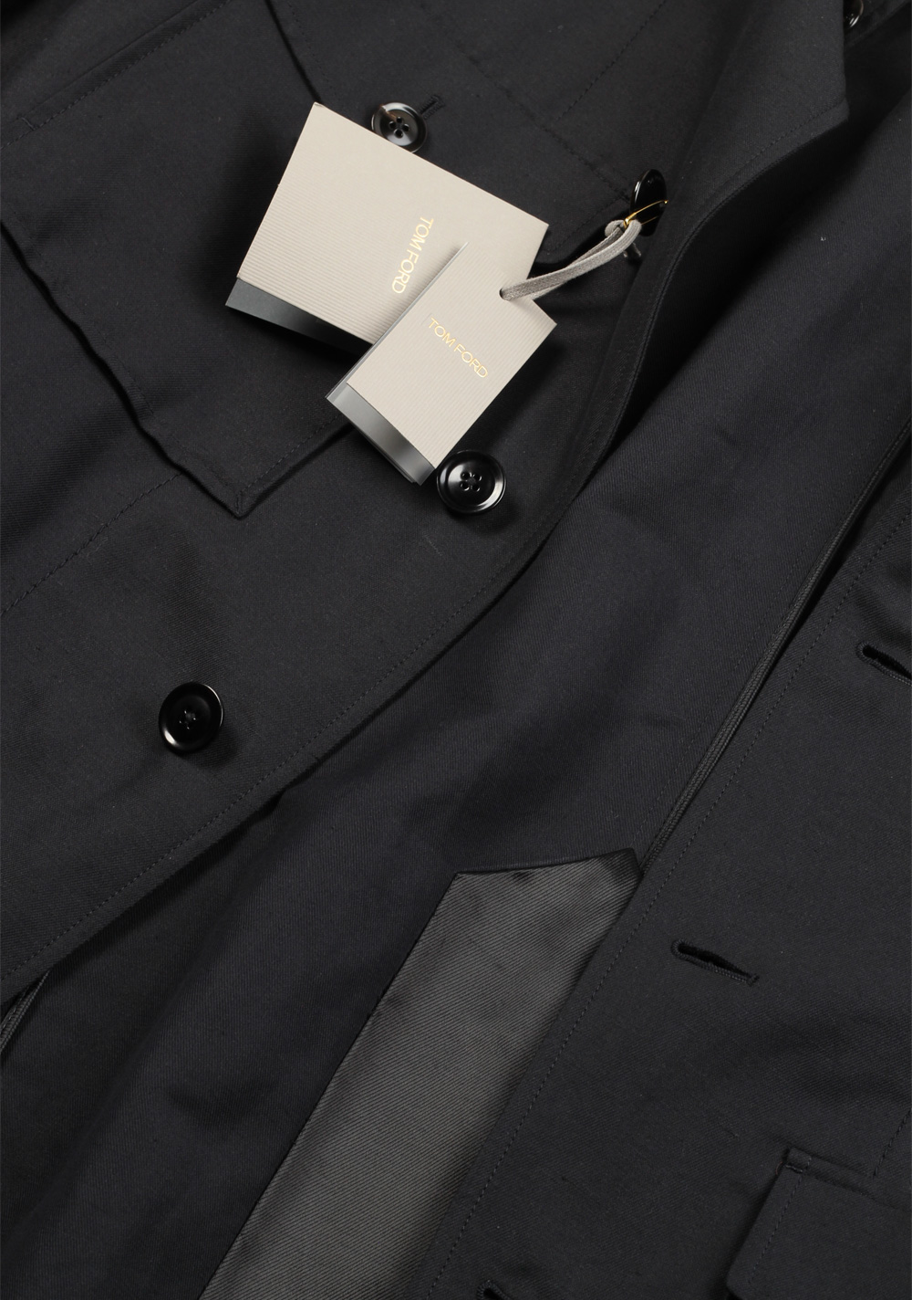 TOM FORD Black Military Safari Coat Size 58 / 48R U.S. Outerwear | Costume Limité