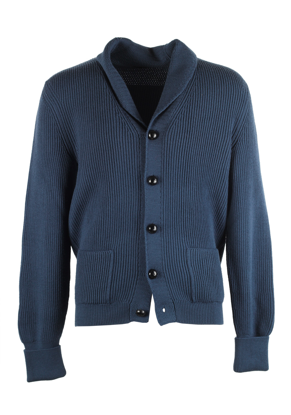 TOM FORD Blue Shawl Collar Cardigan 007 / Mcqueen Size 56 / 46R U.S. Wool | Costume Limité