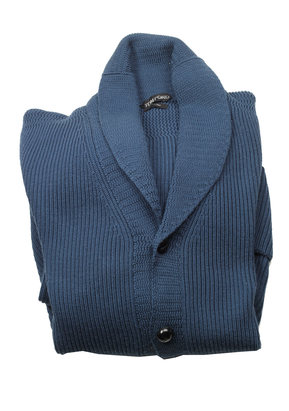 TOM FORD Blue Shawl Collar Cardigan 007 / Mcqueen Size 56 / 46R U.S. Wool | Costume Limité