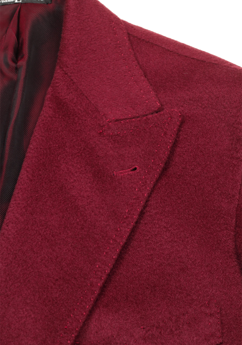 Orazio Luciano Burgundy Double Breasted Over Coat Size 50 / 40R U.S. In Cashmere | Costume Limité