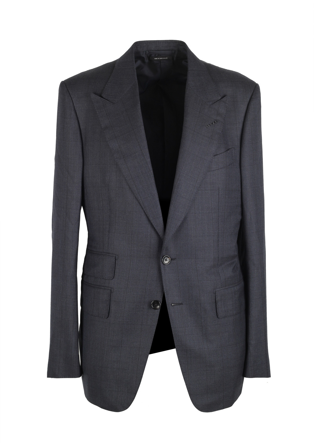 TOM FORD Shelton Checked Blue Suit Size 48 / 38R U.S. In Wool Silk | Costume Limité