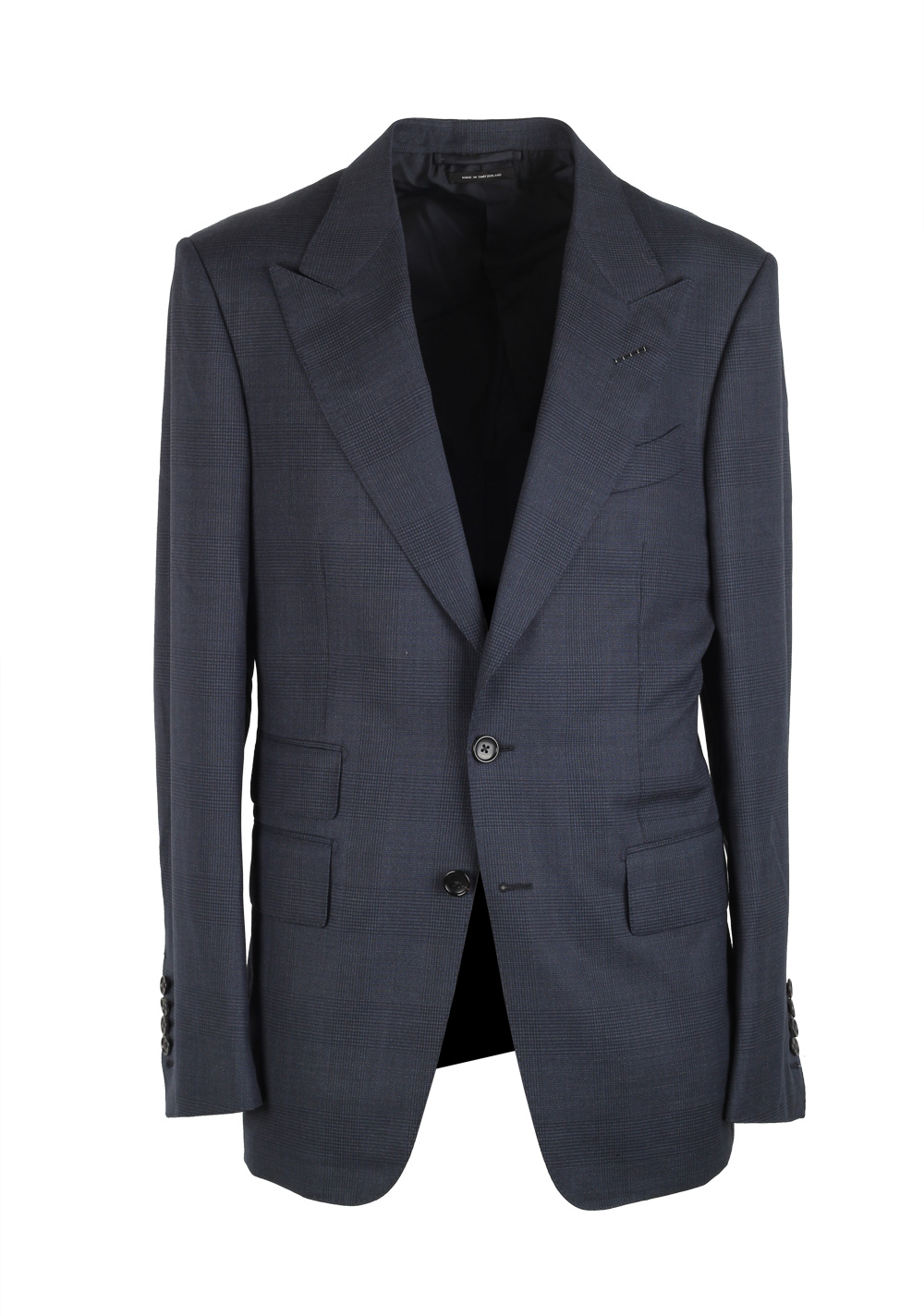 TOM FORD Shelton Checked Blue Suit Size 48 / 38R U.S. In Silk Wool | Costume Limité