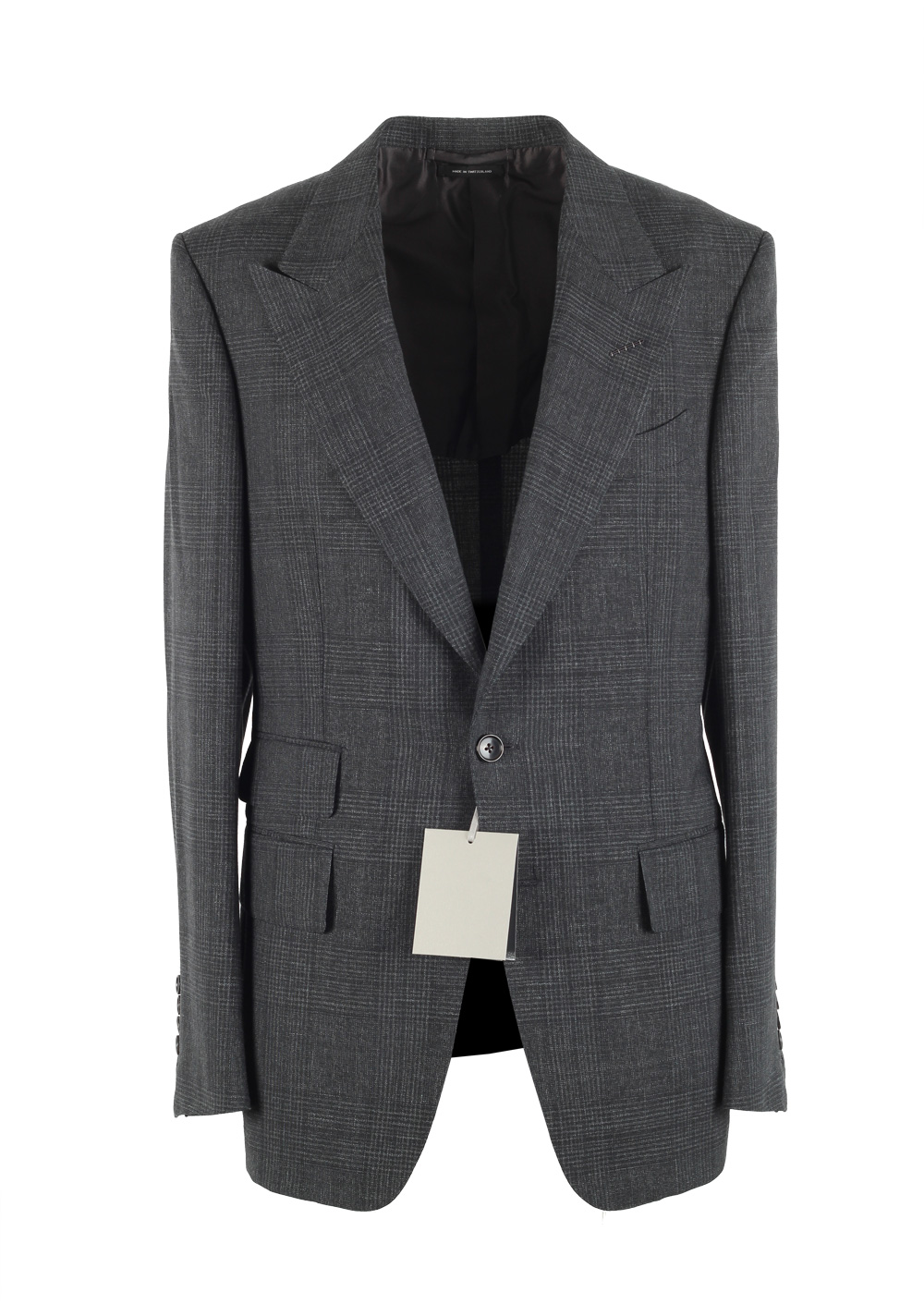 TOM FORD Shelton Checked Gray Sport Coat Size 48 / 38R U.S. In Mohair Linen | Costume Limité