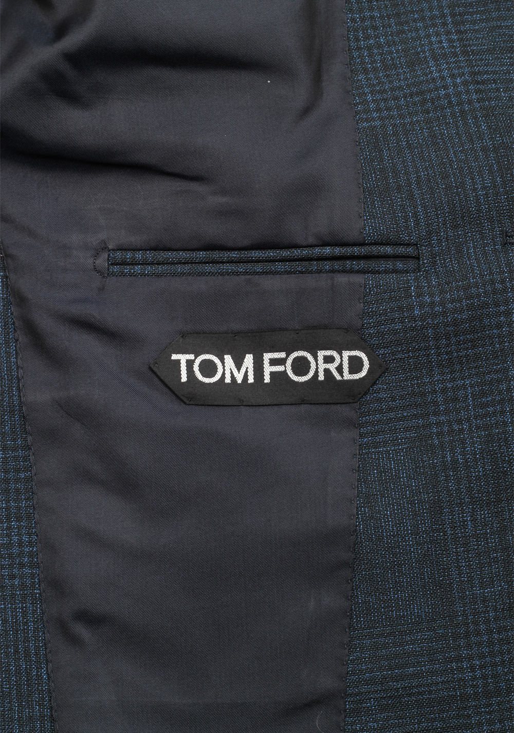 TOM FORD Shelton Checked Blue Sport Coat Size 48 / 38R U.S. In Mohair Linen | Costume Limité